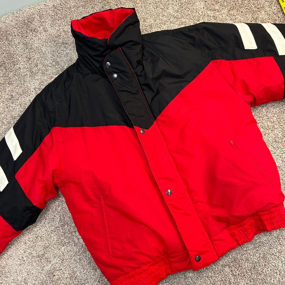 Vintage Steep Slopes Ski Jacket Women XL Red Black Puffer Nylon‎ Stain*